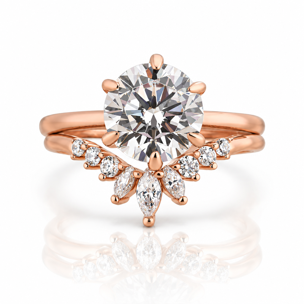 3.0 Ct Round Cut Rose Gold Wedding Ring Set