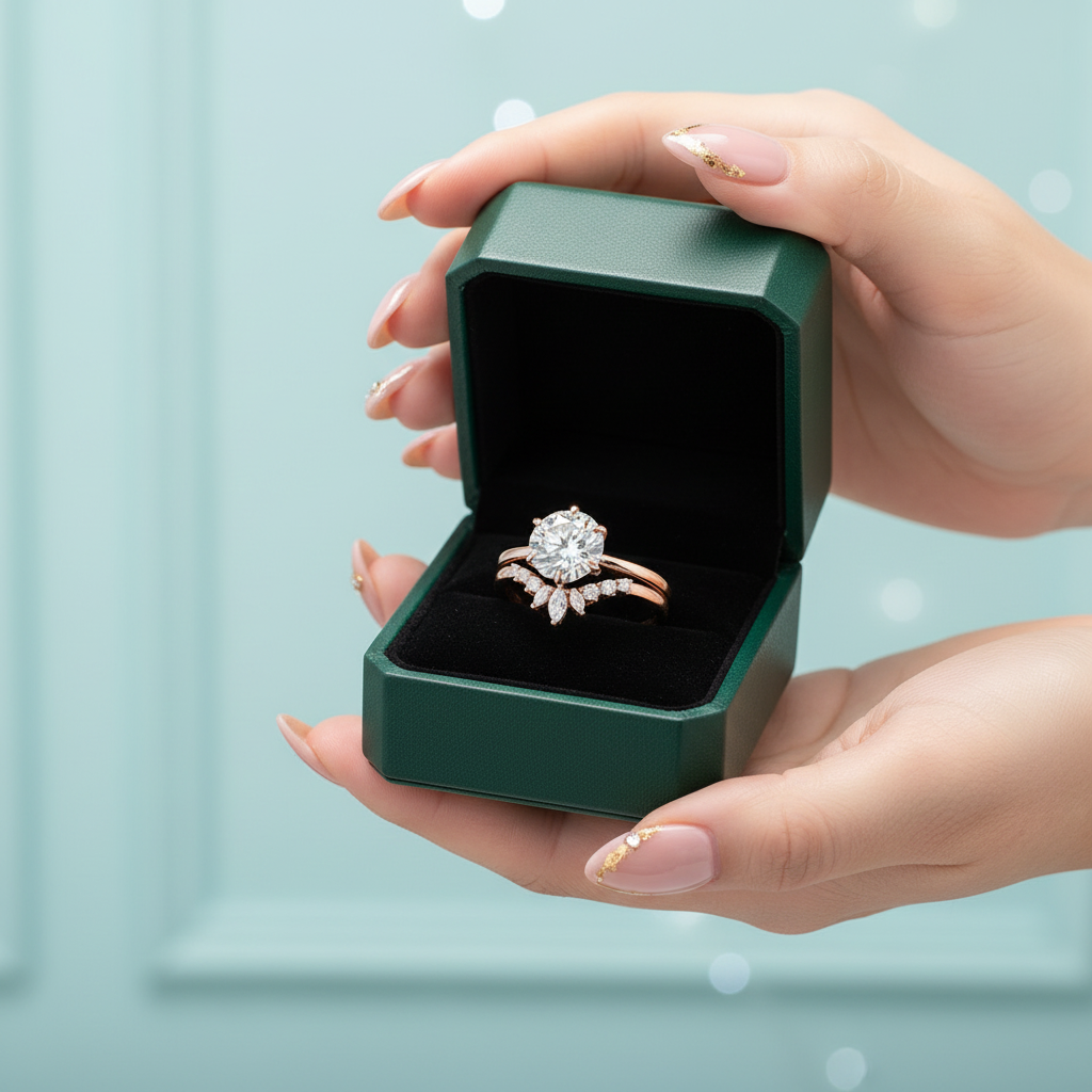 3.0 Ct Round Cut Rose Gold Wedding Ring Set - Evani Naomi Jewelry