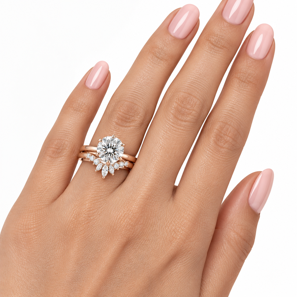 3.0 Ct Round Cut Rose Gold Wedding Ring Set - Evani Naomi Jewelry