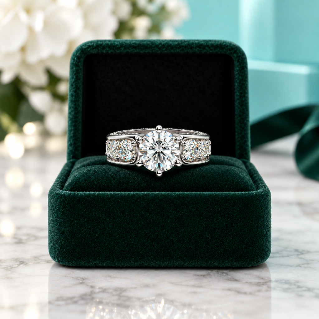 3.0 Ct Round Diamond Option 6 Prong Engagement Ring