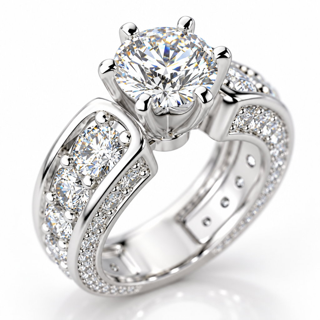 3.0 Ct Round Diamond 6 Prong Engagement Ring-Evani Jewelry
