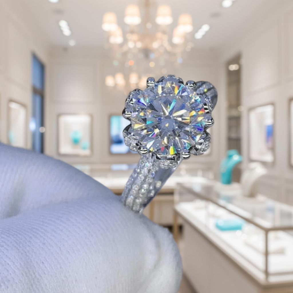 3.0 Ct Round Diamond Bouquet Engagement Ring-Evani Jewelry