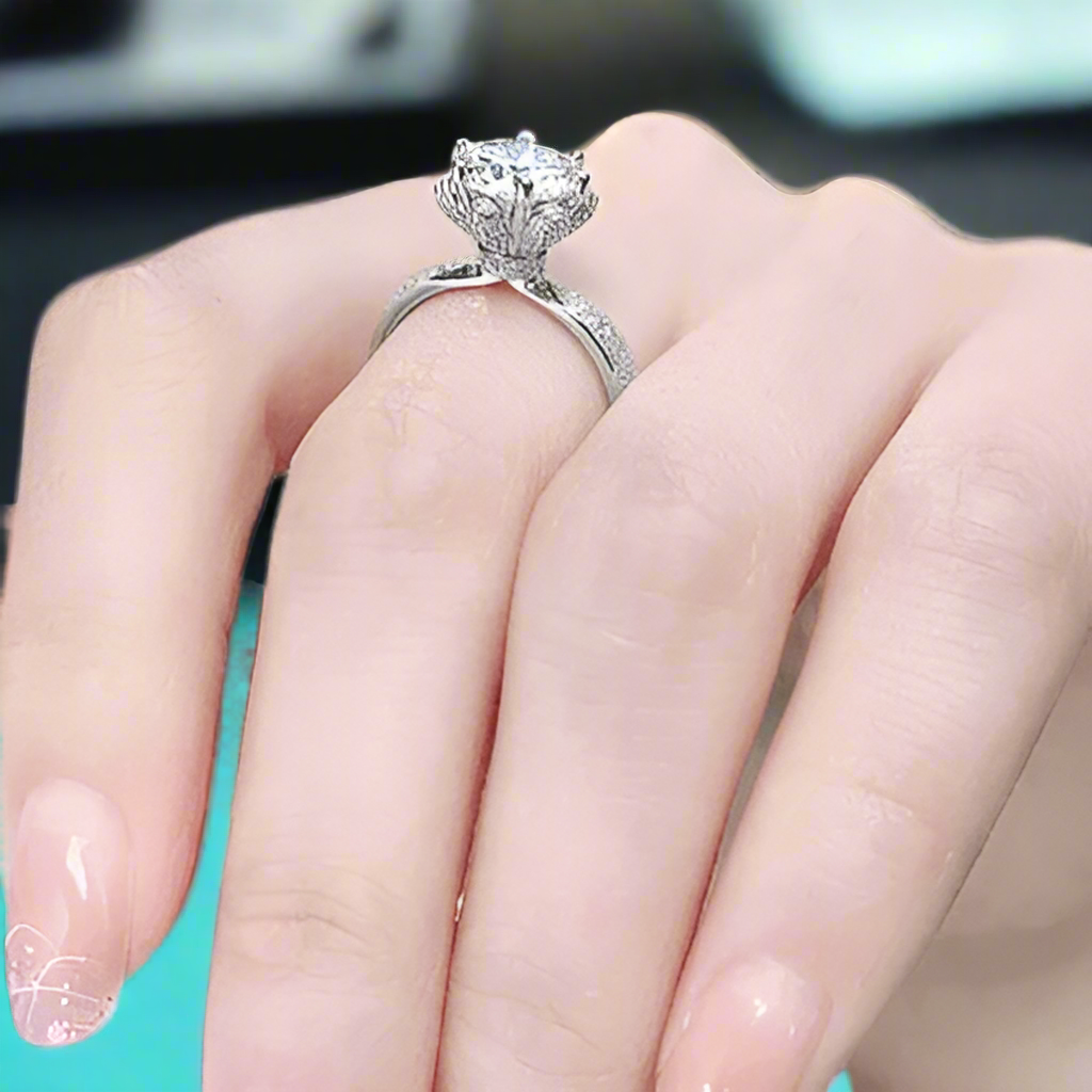 3.0 Ct Round Diamond Bouquet Engagement Ring-Evani Naomi Jewelry