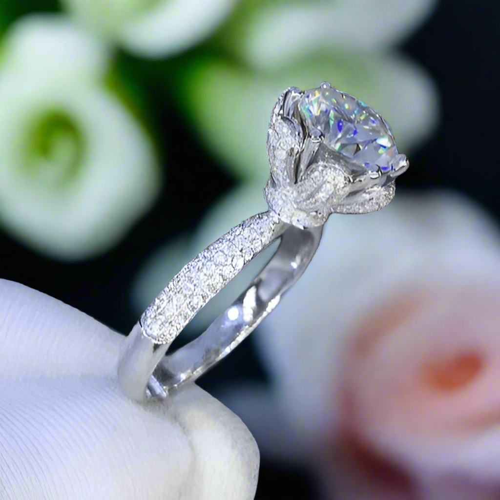 3.0 Ct Round Diamond Bouquet Engagement Ring-Evani Naomi Jewelry