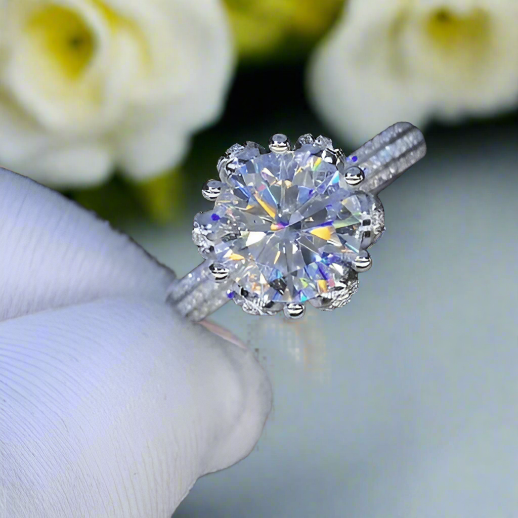 3.0 Ct Round Diamond Bouquet Engagement Ring-Evani Jewelry