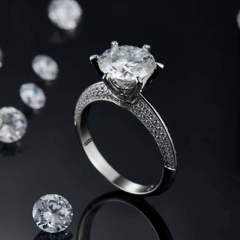 3.0 Ct Round Diamond Engagement Ring-Evani Naomi Jewelry