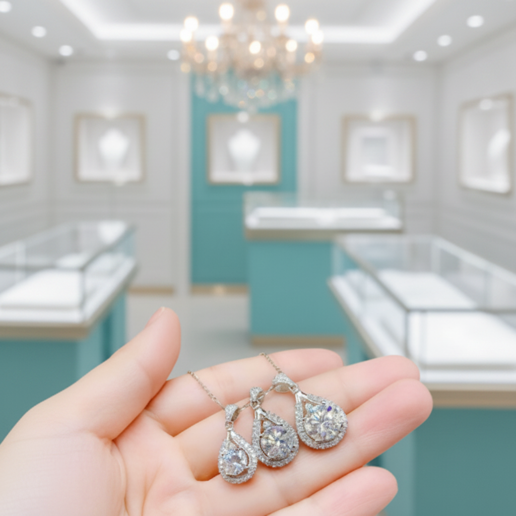 3.0 Ct Round Diamond Waterdrop Style Pendant Necklace-Evani Jewelry