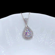 3.0 Ct Round Diamond Waterdrop Style Pendant Necklace-Evani Naomi Jewelry