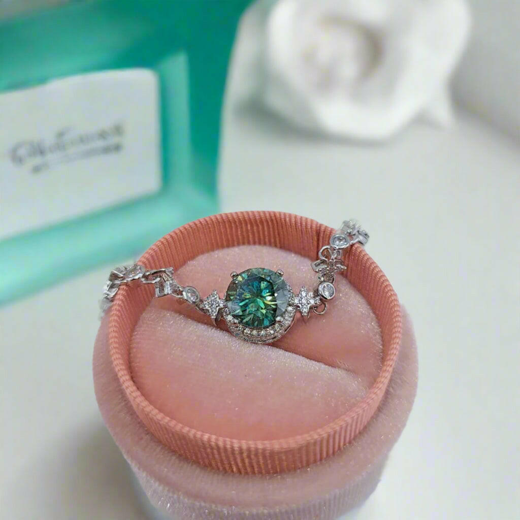 3.0 Ct Round Green Diamond Bracelet-Evani Naomi Jewelry