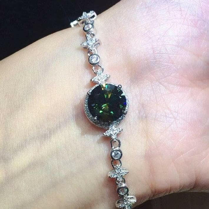 3.0 Ct Round Green Diamond Bracelet-Evani Naomi Jewelry