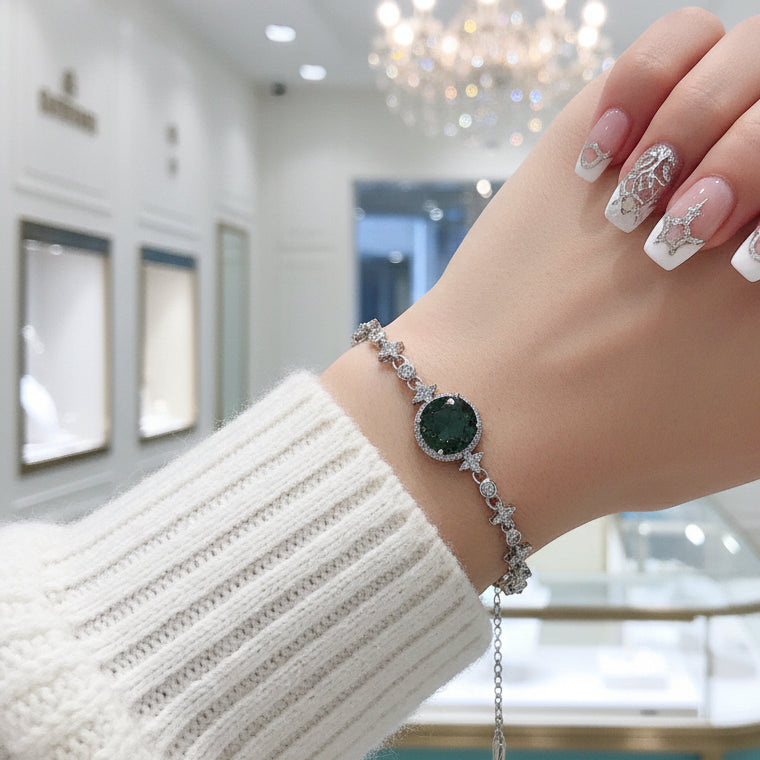 3.0 Ct Round Green Diamond Bracelet-Evani Jewelry