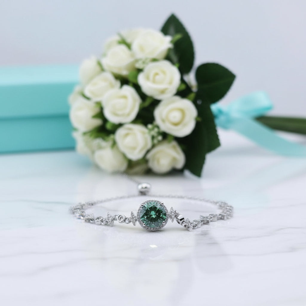 3.0 Ct Round Green Diamond Bracelet-Evani Jewelry