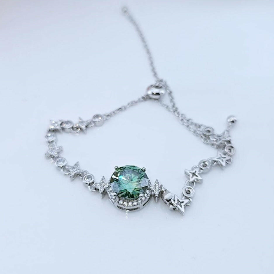 3.0 Ct Round Green Diamond Bracelet-Evani Naomi Jewelry