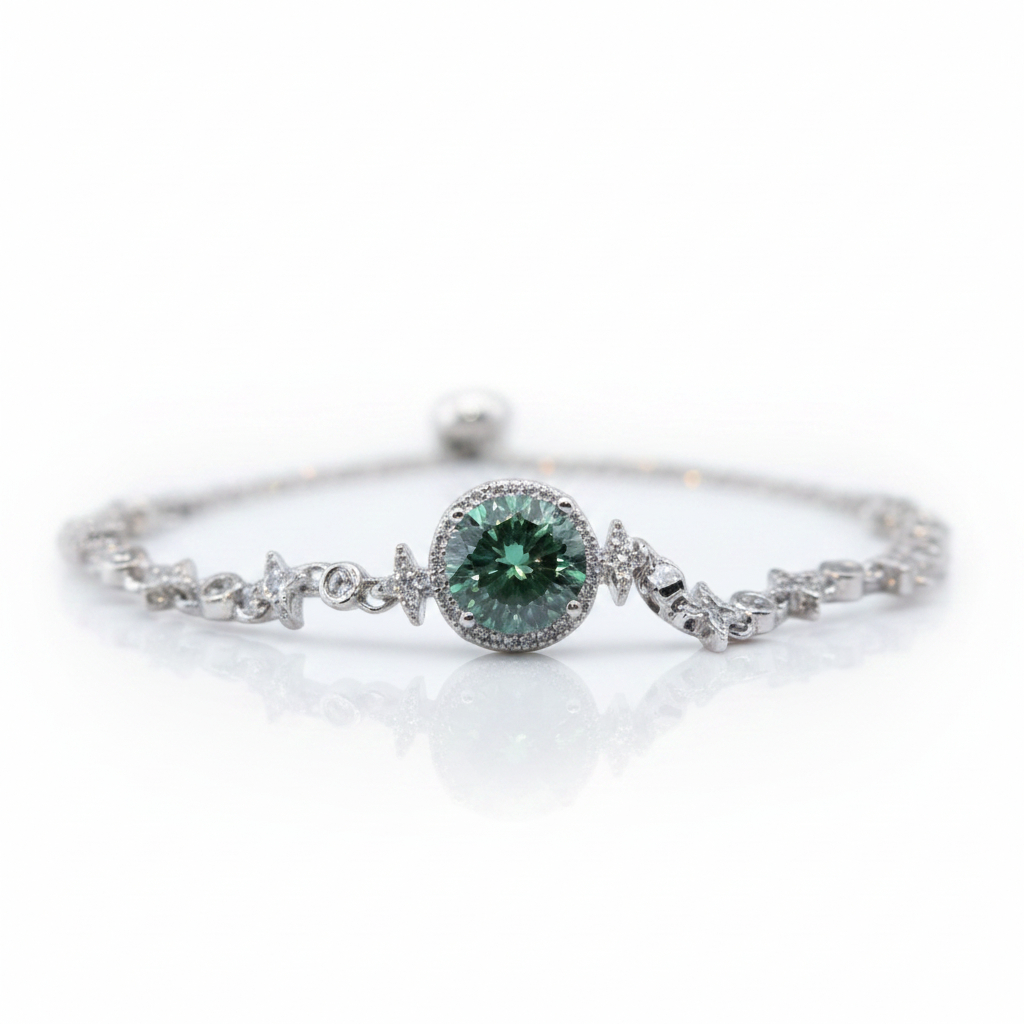 3.0 Ct Round Green Diamond Option Bracelet