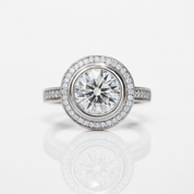 3.0 Ct Round Halo Diamond Option Engagement Ring