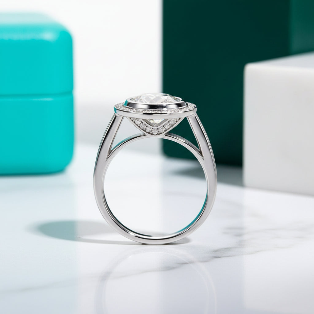 3.0 Ct Round Halo Diamond Engagement Ring-Evani Jewelry