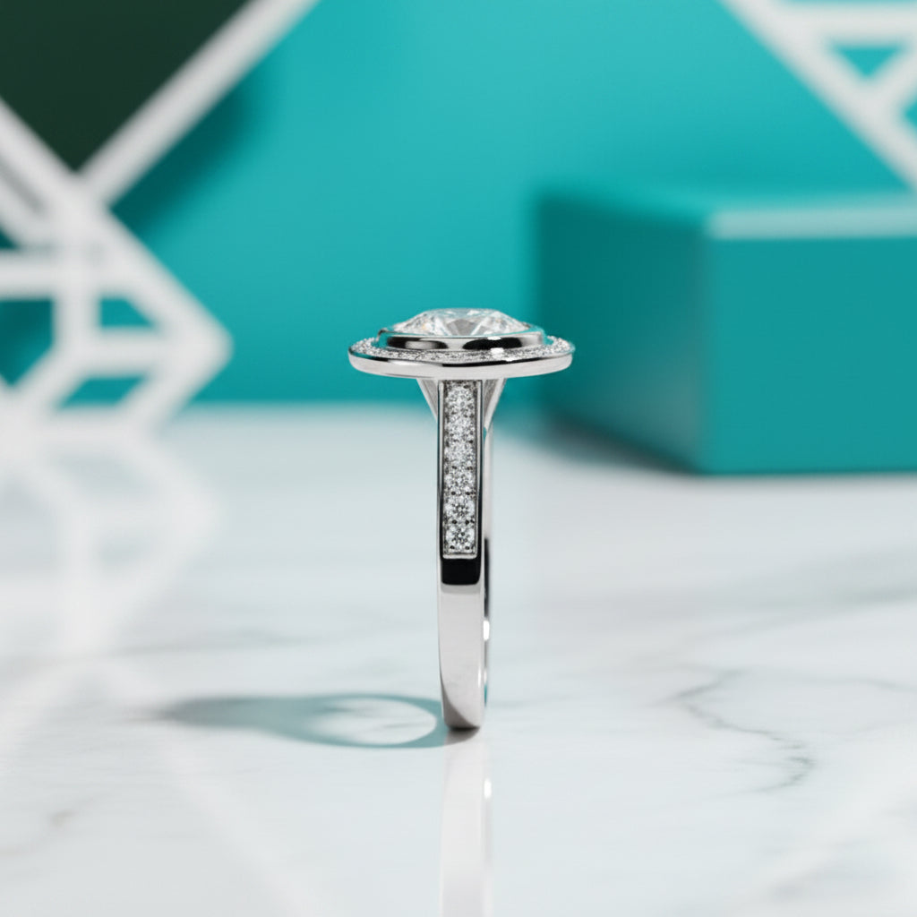 3.0 Ct Round Halo Diamond Engagement Ring-Evani Jewelry