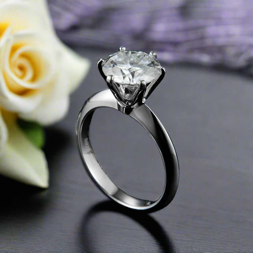 3.0 Ct Round Solitaire Diamond Engagement Ring-Evani Naomi Jewelry