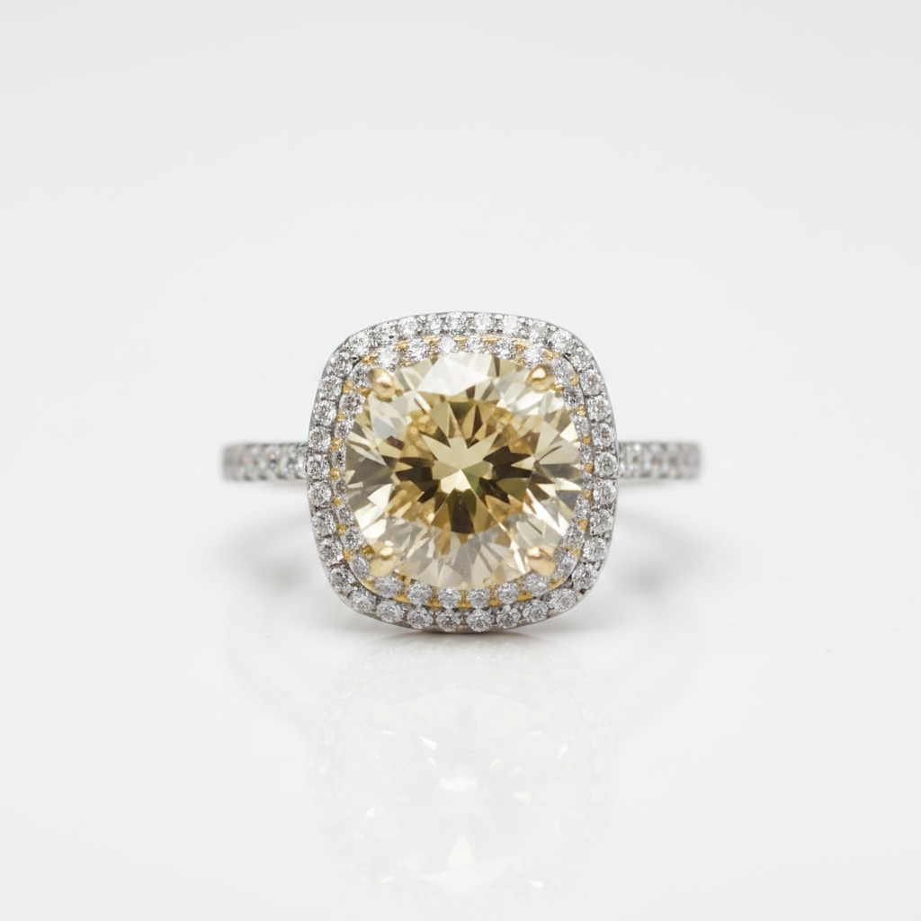 3.0 Ct Round Yellow Diamond Option Classic Halo Engagement Ring