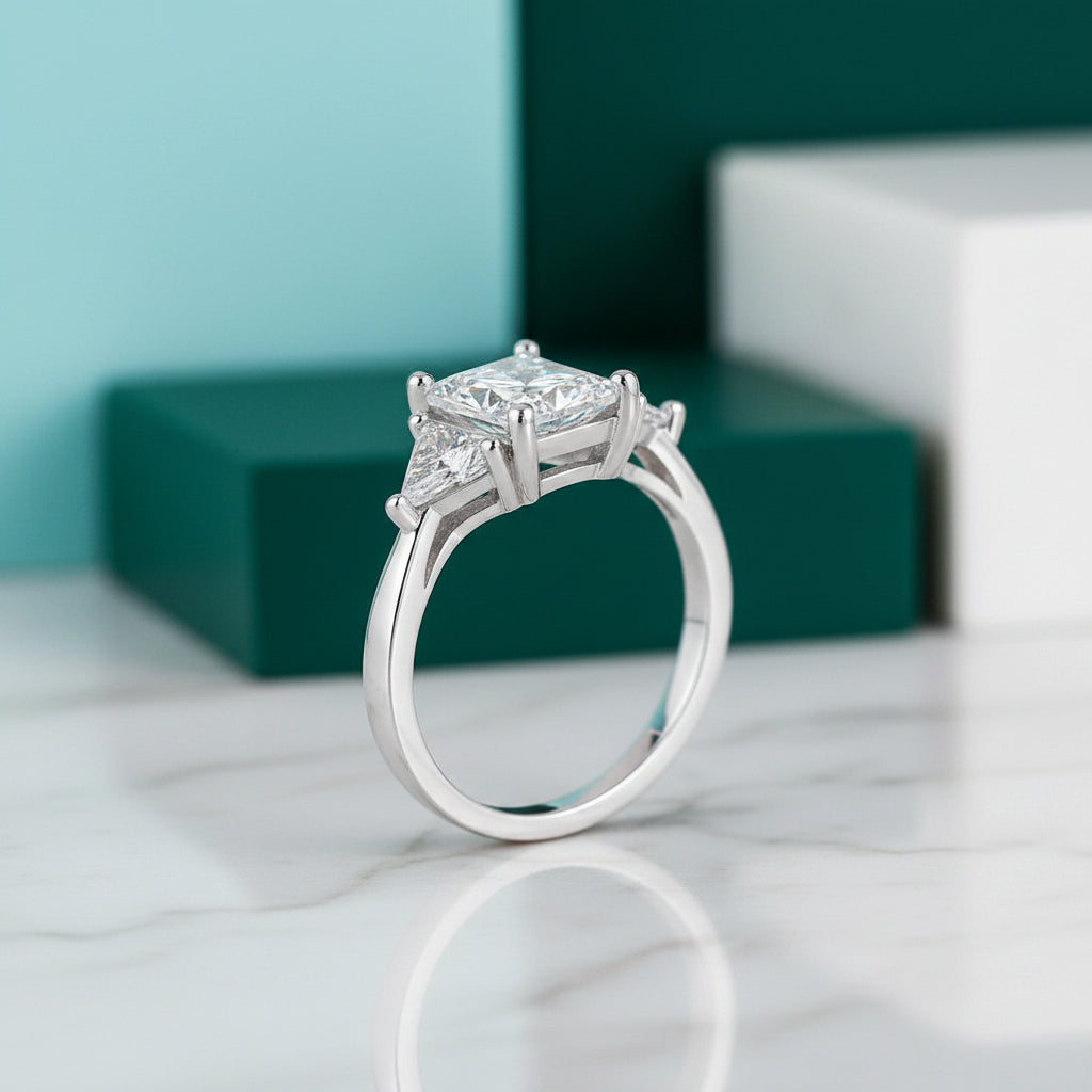 3.0 Ct Three Stone Diamond Engagement Ring-Evani Jewelry