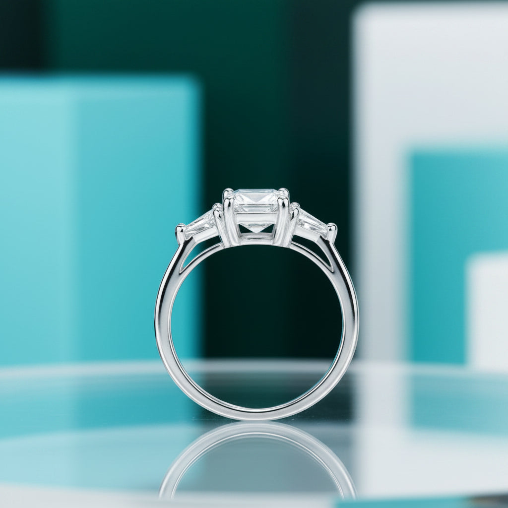 3.0 Ct Three Stone Diamond Engagement Ring-Evani Jewelry