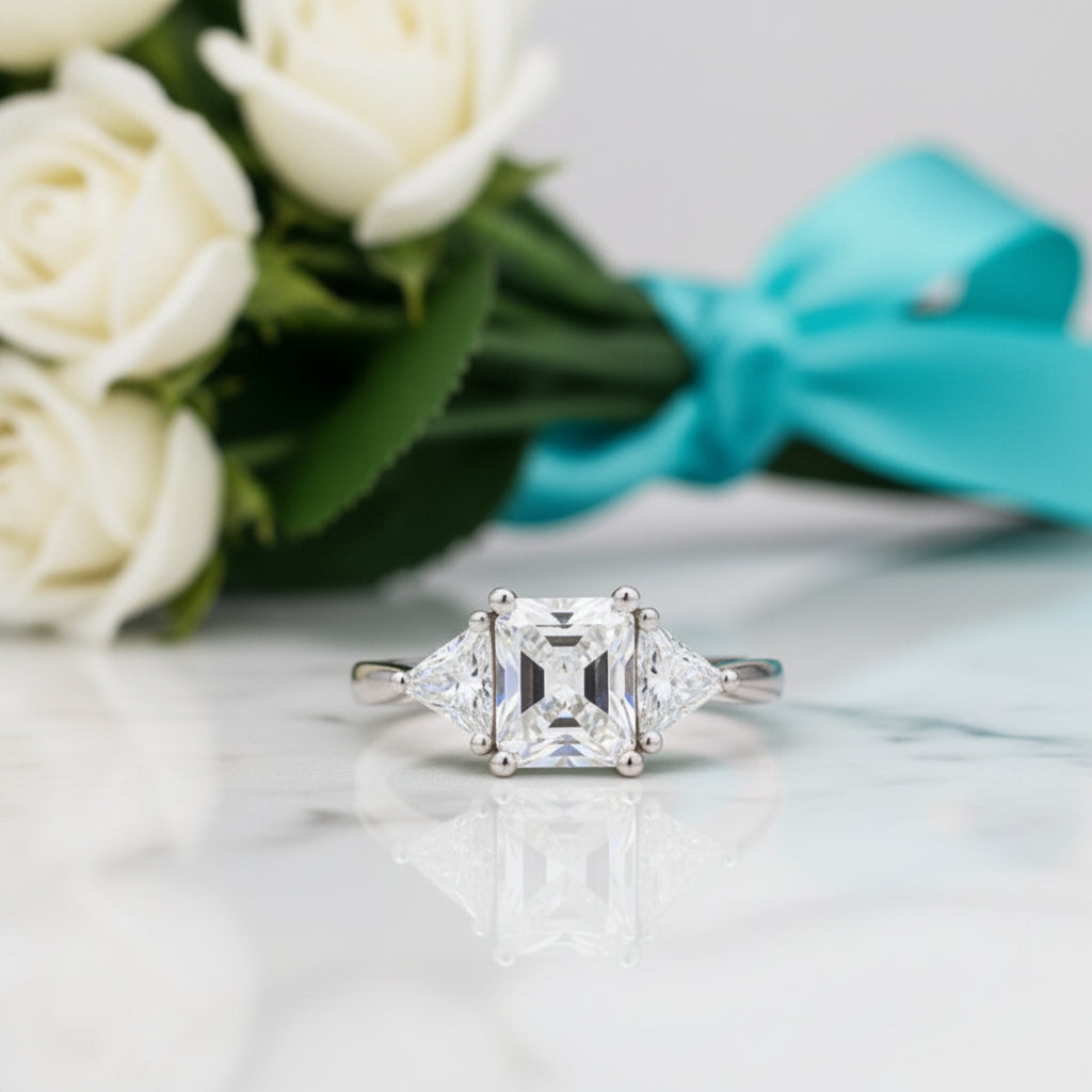 3.0 Ct Three Stone Diamond Engagement Ring-Evani Jewelry