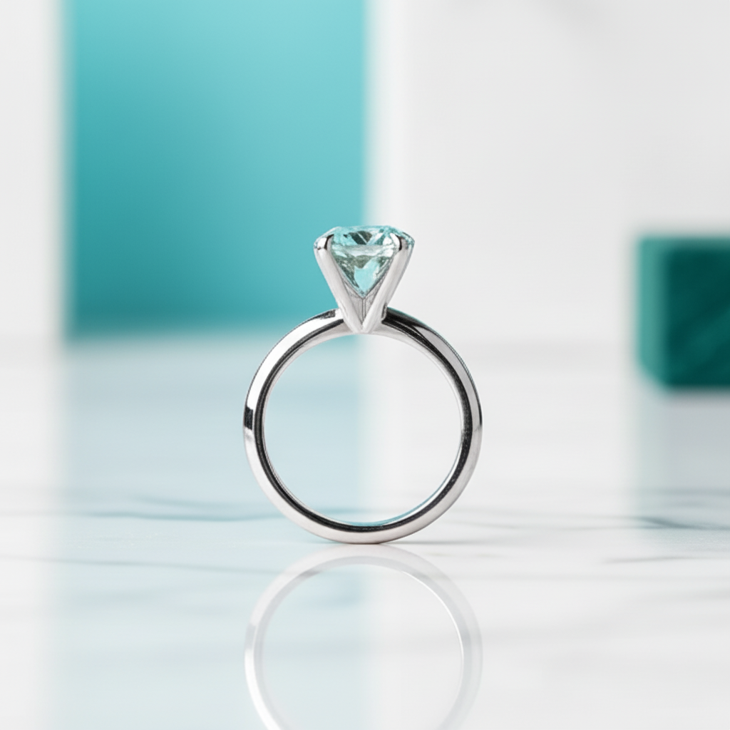 3.0 ct Blue Green Cushion Cut Diamond Engagement Ring-Evani Jewelry