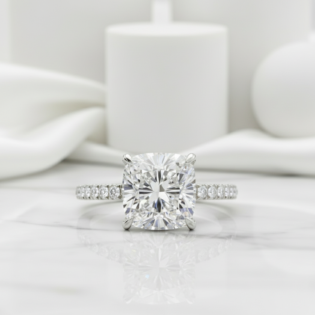 3.0 ct Cushion Cut Diamond Engagement Ring-Evani Jewelry