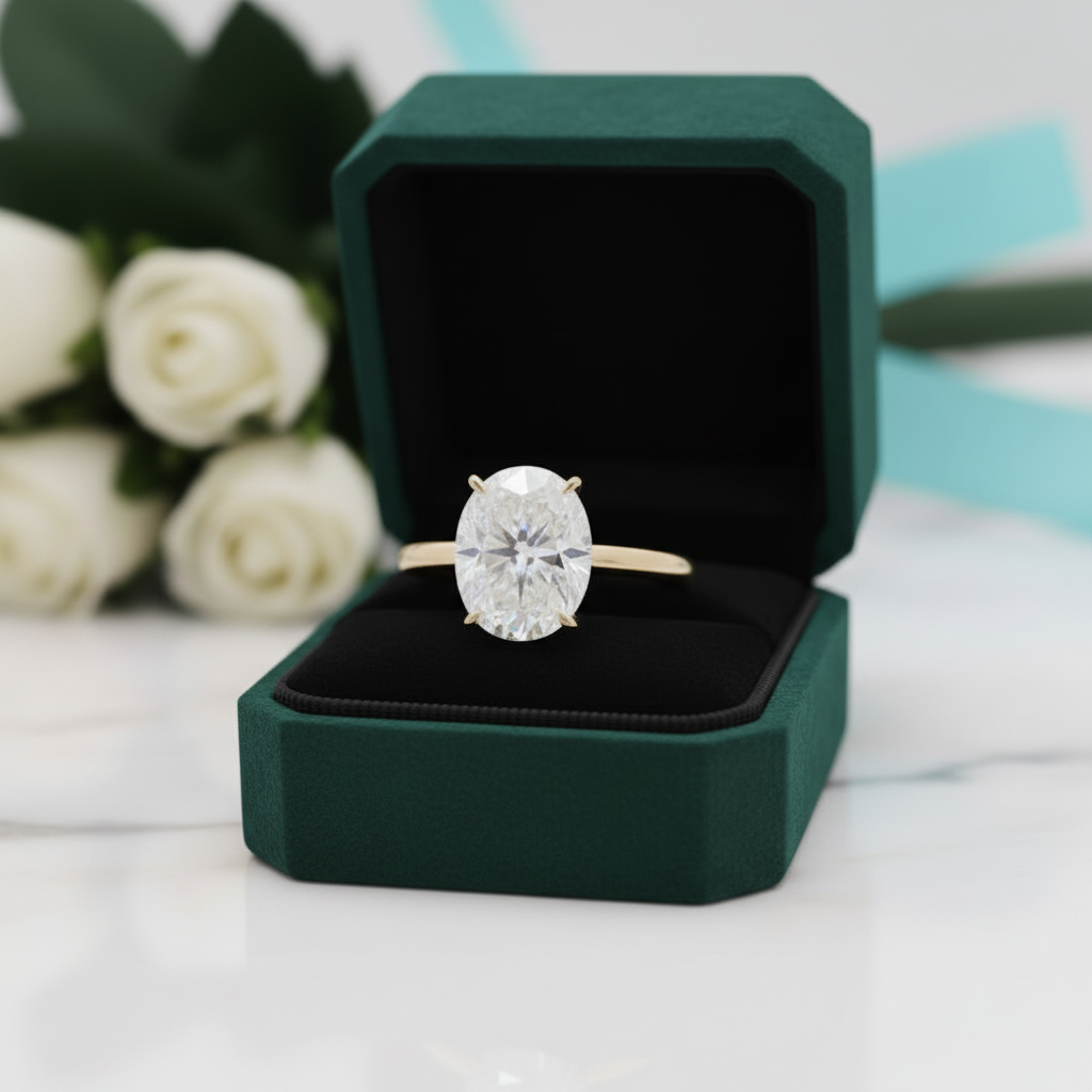 3.0 ct Oval Cut 14k Gold Engagement Ring - Evani Naomi Jewelry