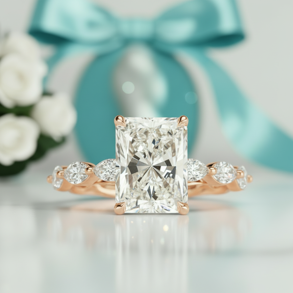 3.0 ct Radiant Cut Diamond Engagement Ring-Evani Jewelry