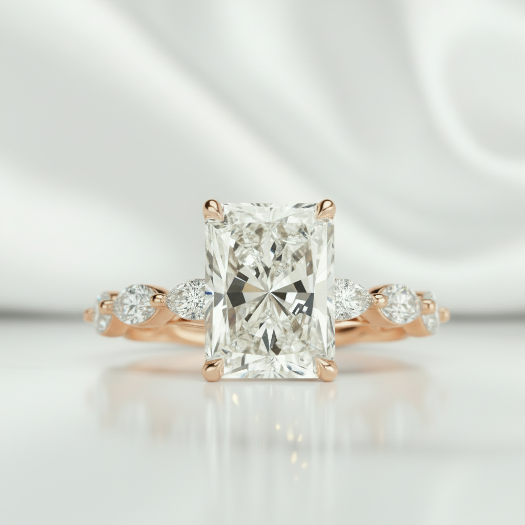 3.0 ct Radiant Cut Diamond Option Engagement Ring - Evani Naomi Jewelry