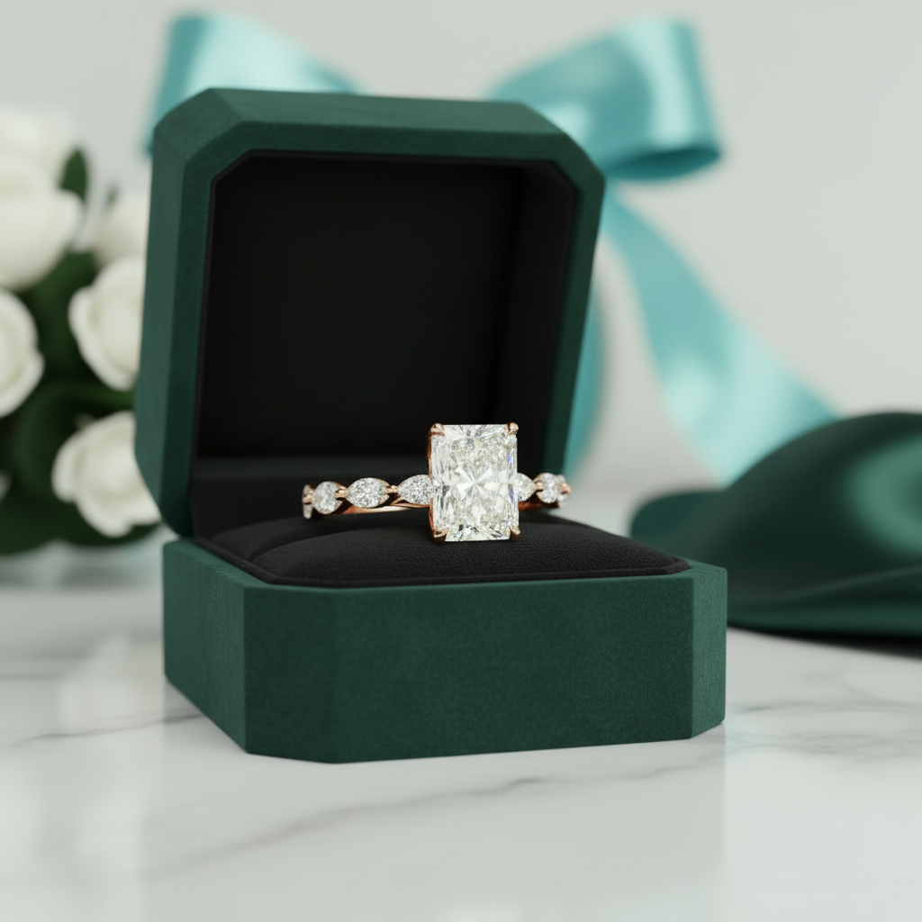 3.0 ct Radiant Cut Diamond Option Engagement Ring - Evani Naomi Jewelry