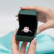3.0ct Pink Emerald Cut Halo Diamond OptionTourmaline Engagement Ring - Evani Naomi Jewelry