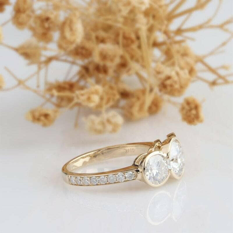 3.1 Cttw Round Three Stone Diamond Engagement Ring-Evani Naomi Jewelry