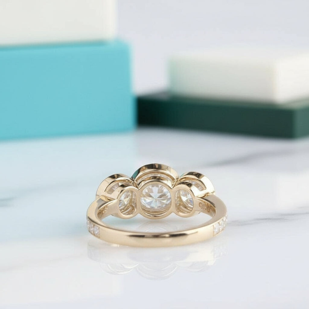 3.1 Cttw Round Three Stone Diamond Engagement Ring-Evani Jewelry