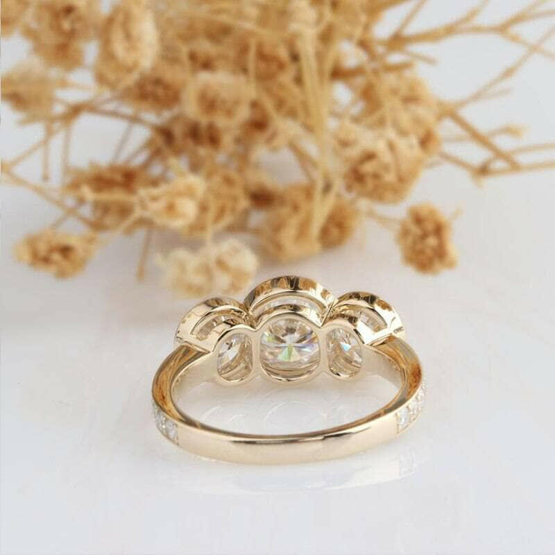 3.1 Cttw Round Three Stone Diamond Engagement Ring-Evani Naomi Jewelry