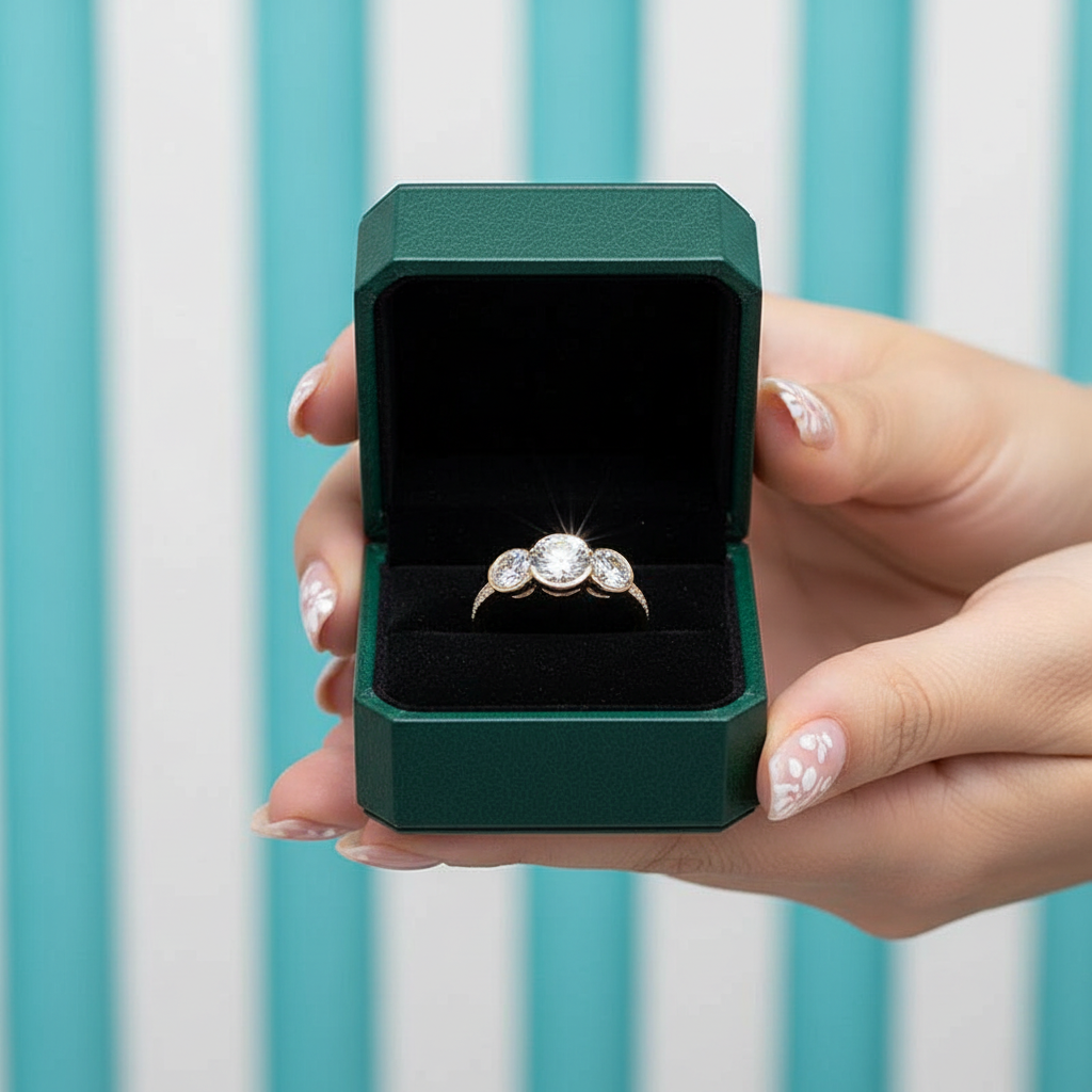 3.1 Cttw Round Three Stone Diamond Option Engagement Ring - Evani Naomi Jewelry