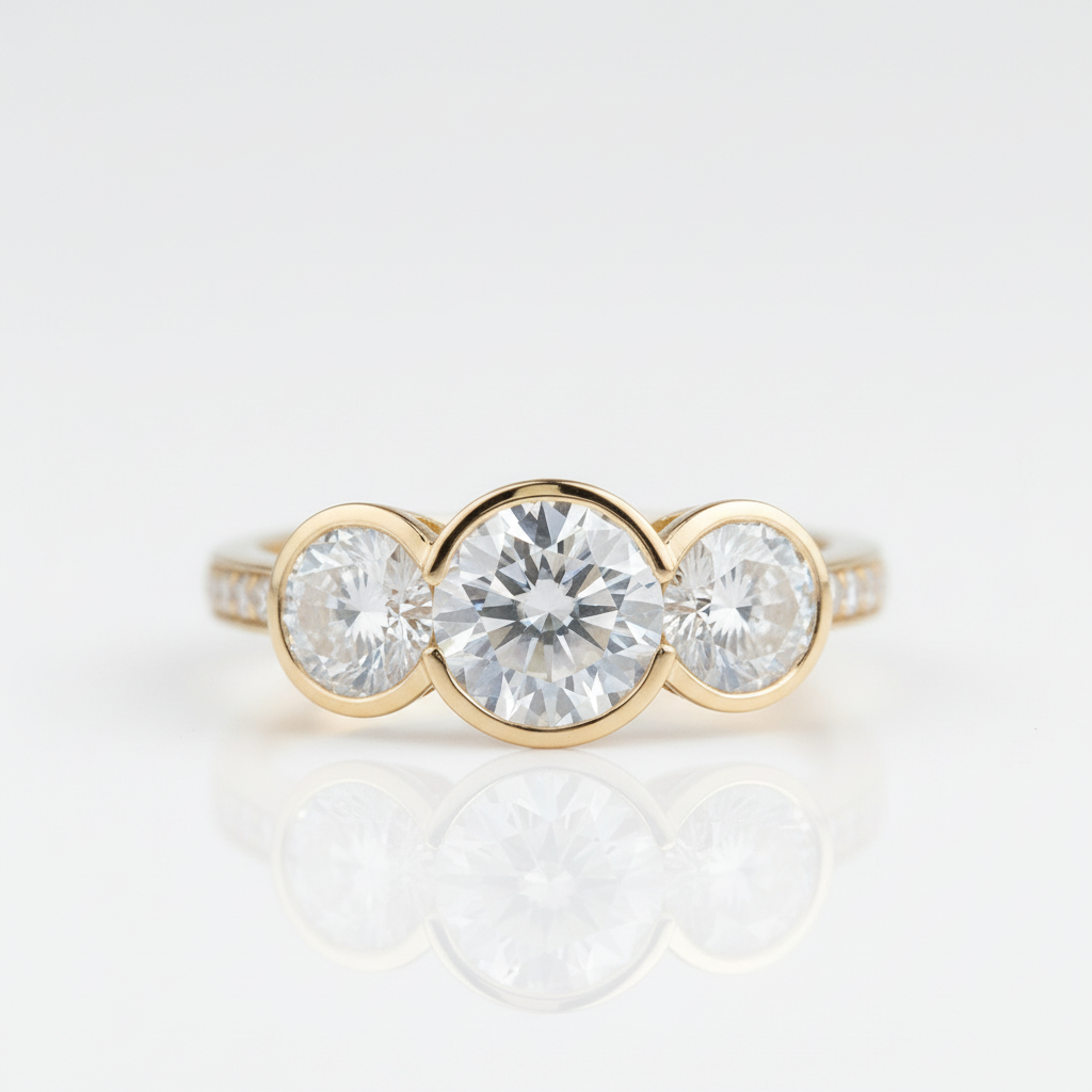 3.1 Cttw Round Three Stone Diamond Option Engagement Ring - Evani Naomi Jewelry