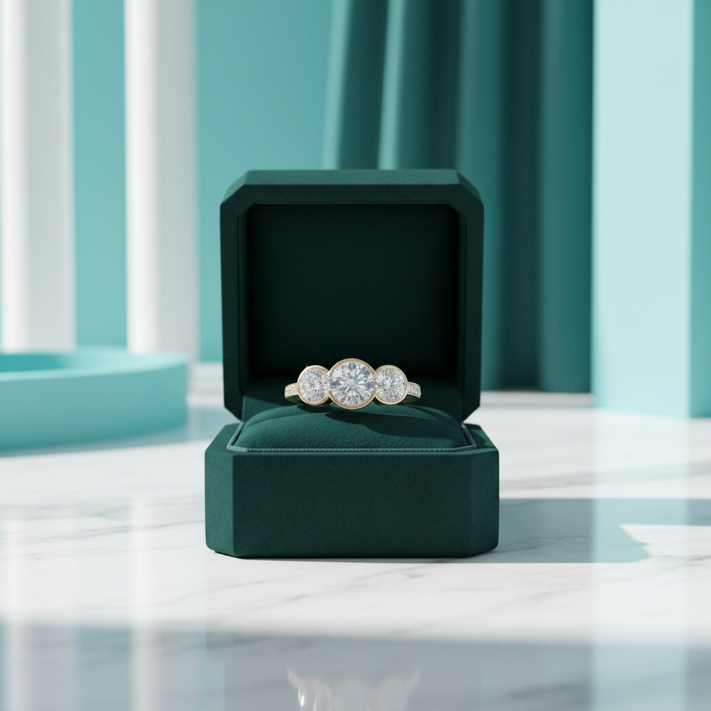 3.1 Cttw Round Three Stone Diamond Option Engagement Ring - Evani Naomi Jewelry