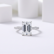 3.3 ct White Gold Emerald Cut Diamond Engagement Ring-Evani Jewelry