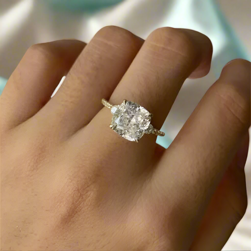 3.5 Carat Cushion Cut Diamond Engagement Ring-Evani Naomi Jewelry
