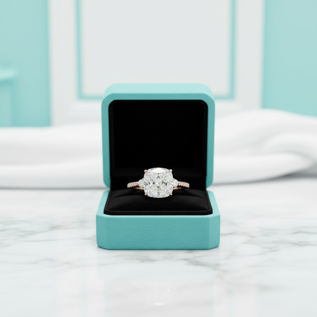 3.5 Carat Cushion Cut Diamond Birthstone Engagement Ring-Evani Jewelry