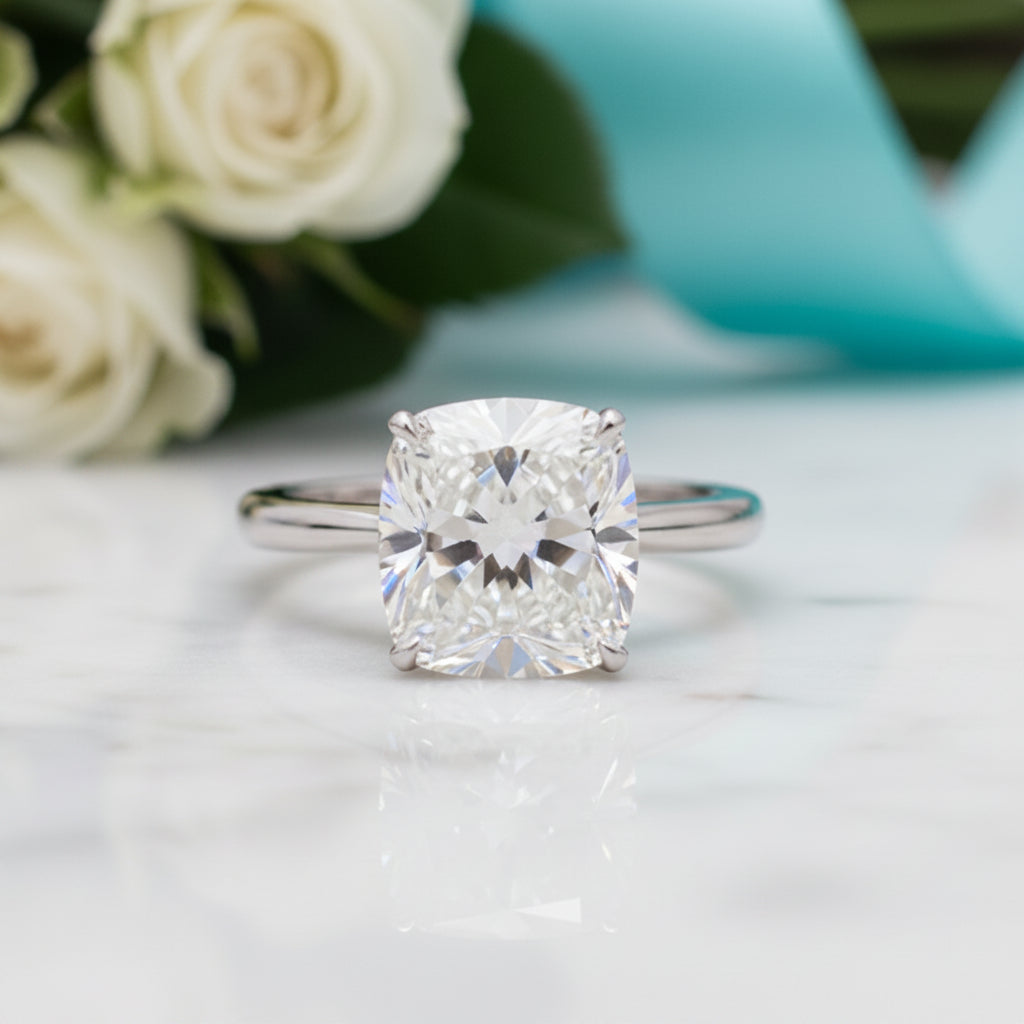 3.5 Ct Cushion Cut Diamond Option Engagement Ring
