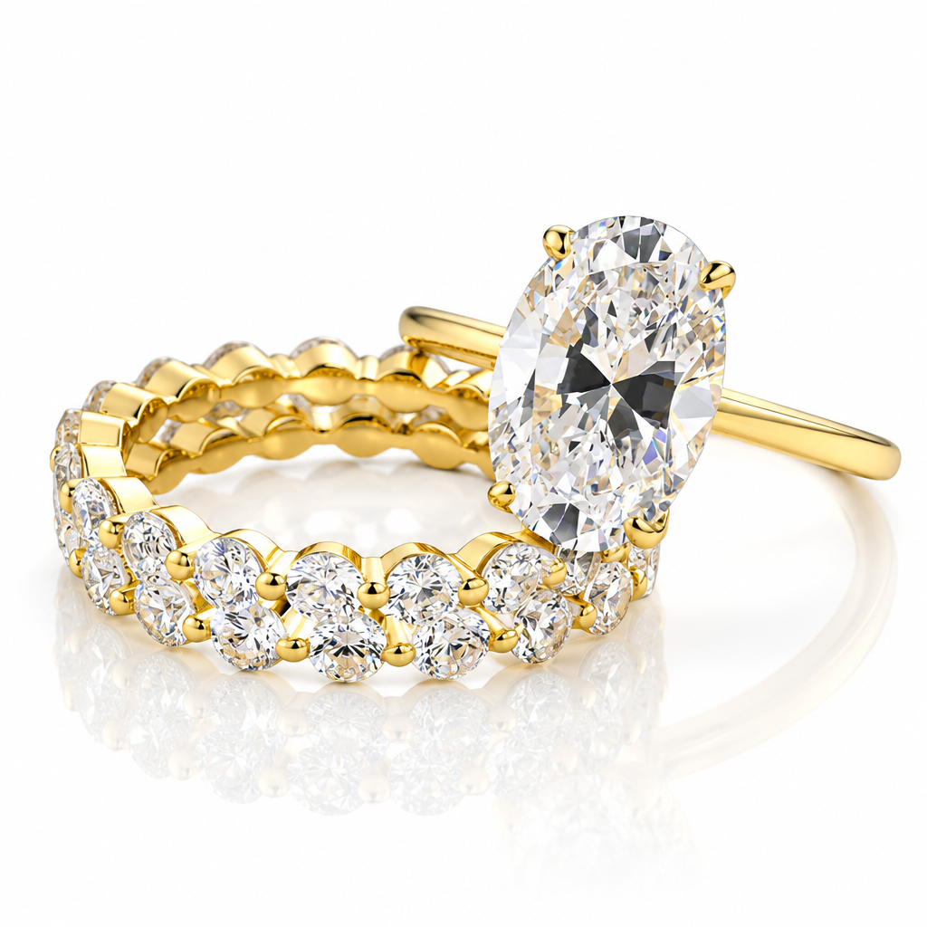 3.5 Ct Oval Cut 3PC Yellow Gold Wedding Ring Set
