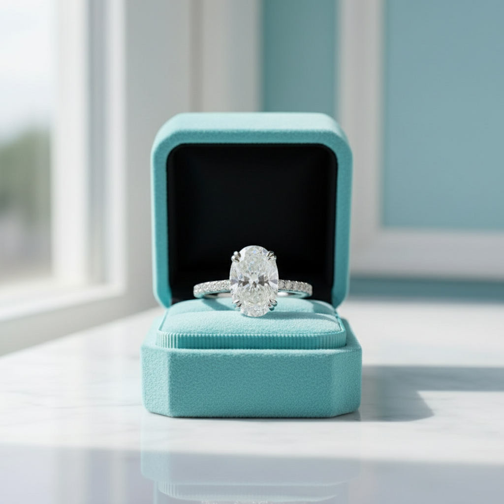 3.5 Ct Oval Cut Diamond Birthstone Engagement Ring-Evani Jewelry