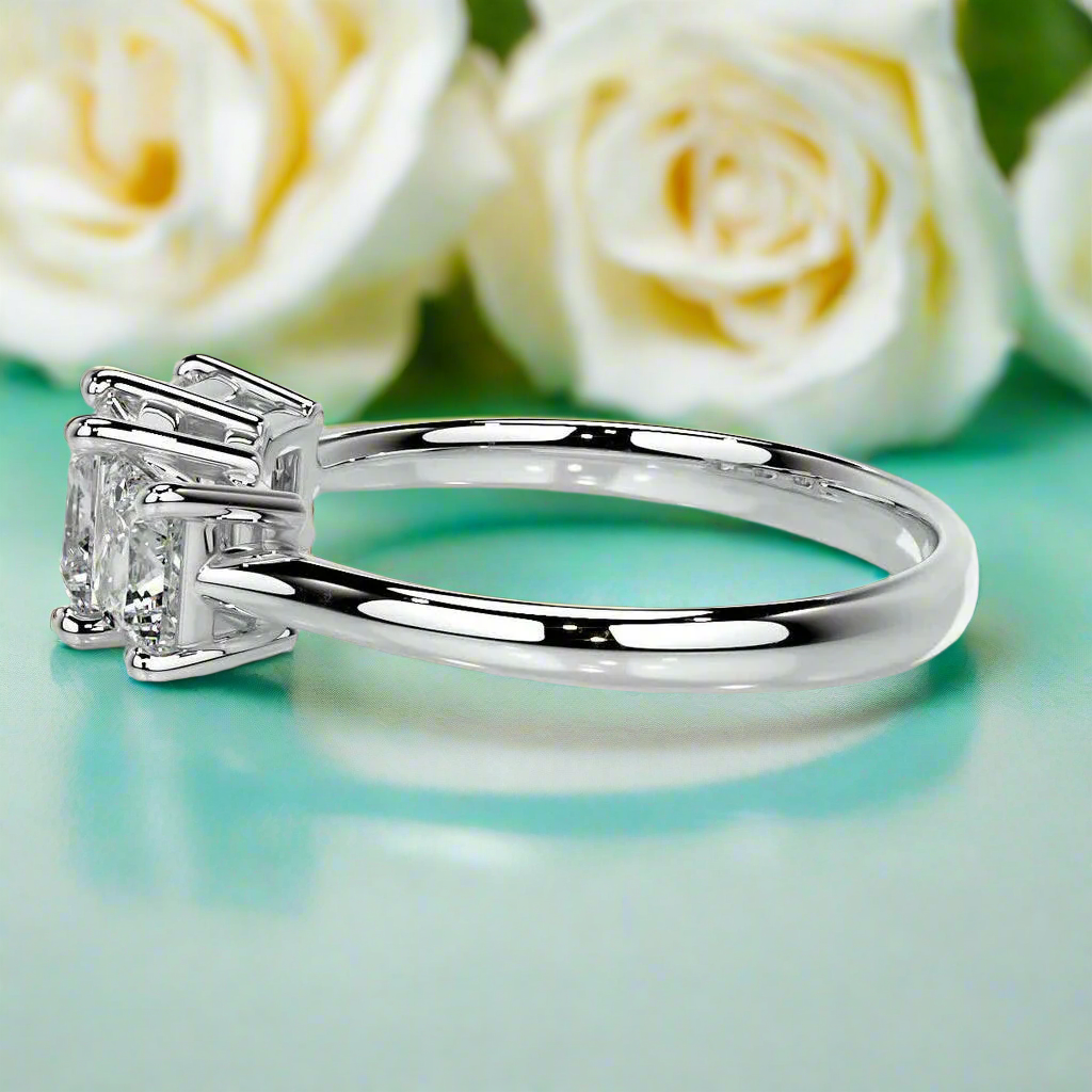 3.5 Ct Princess Cut Three Stone Diamond Engagement Ring-Evani Naomi Jewelry
