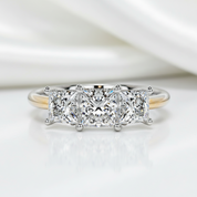 3.5 Ct Princess Cut Three Stone Diamond Option Engagement Ring - Evani Naomi Jewelry