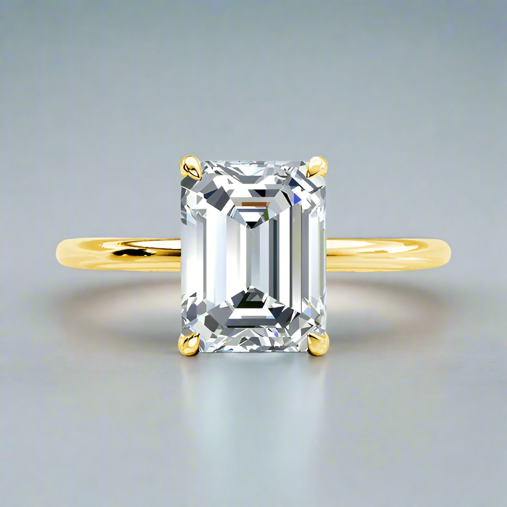 3.5 Ct Yellow Gold Emerald Cut Solitaire Engagement Ring-Evani Naomi Jewelry