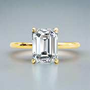 3.5 Ct Yellow Gold Emerald Cut Solitaire Engagement Ring-Evani Naomi Jewelry