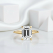 3.5 Ct Yellow Gold Emerald Cut Solitaire Diamond Engagement Ring-Evani Jewelry